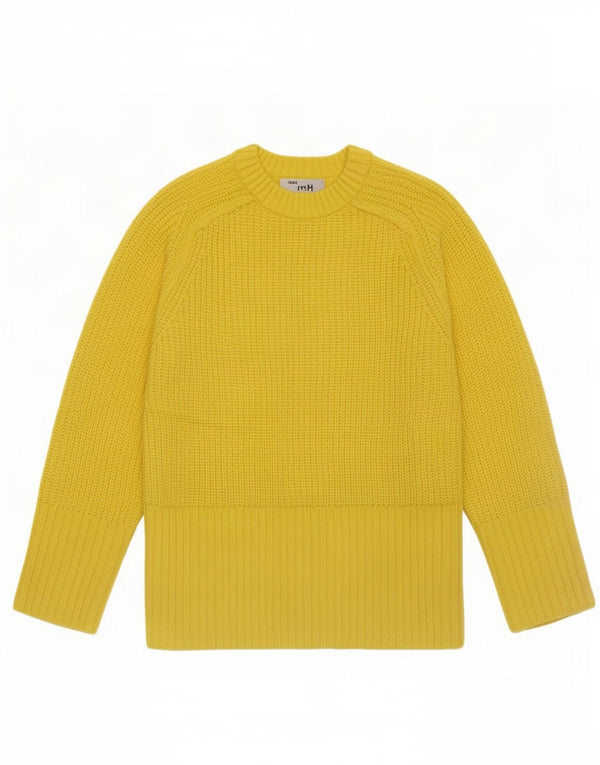 Zara Suéter De Cuello Redondo De Gran Tamaño para Mujer UK 6 XS Acrílico Amarillo