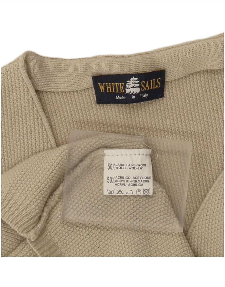 White Sails Cárdigan Sin Mangas Para Hombre De Lana Beige Medio