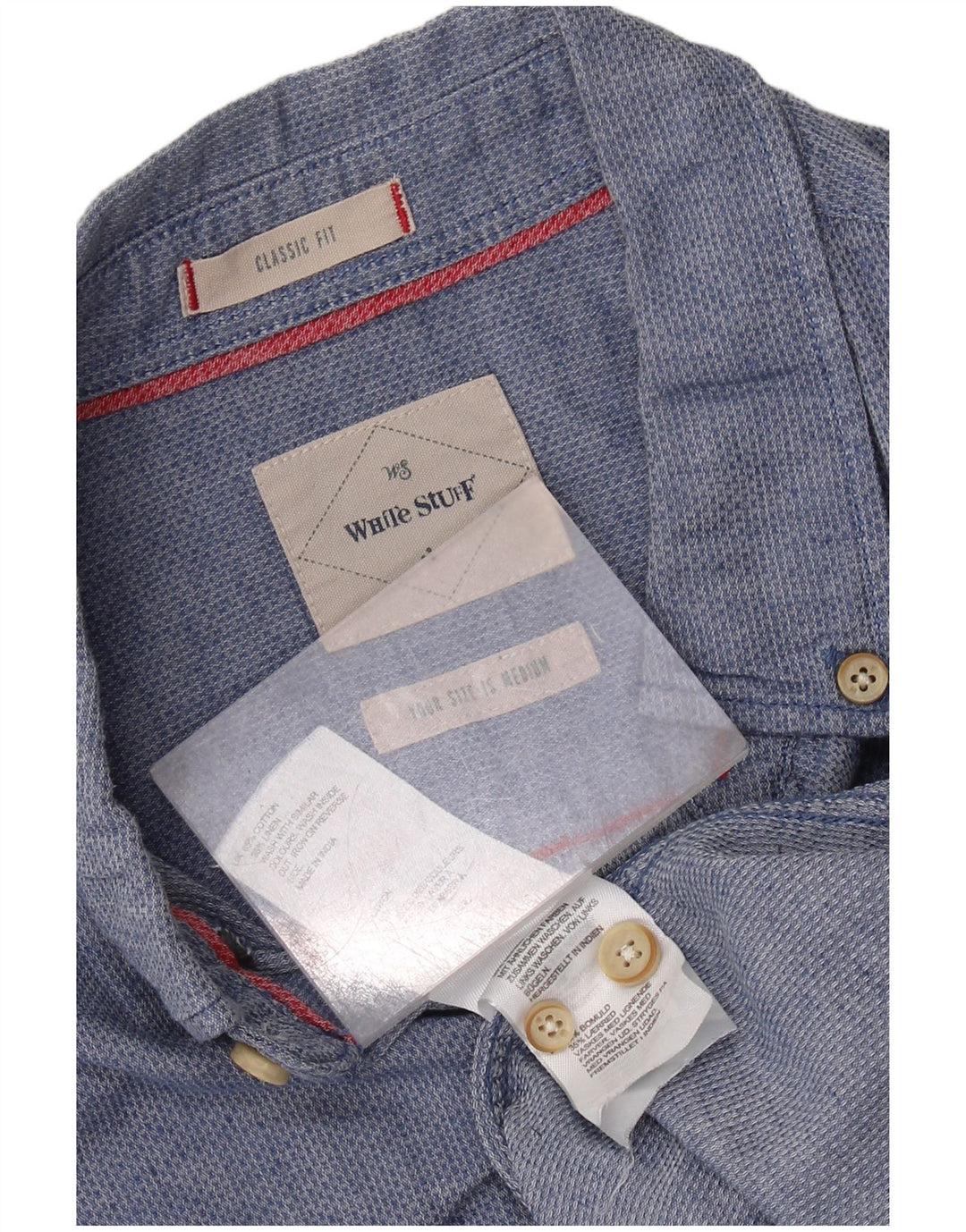 WHITE STUFF Camisa de corte clásico para hombre de algodón azul medio