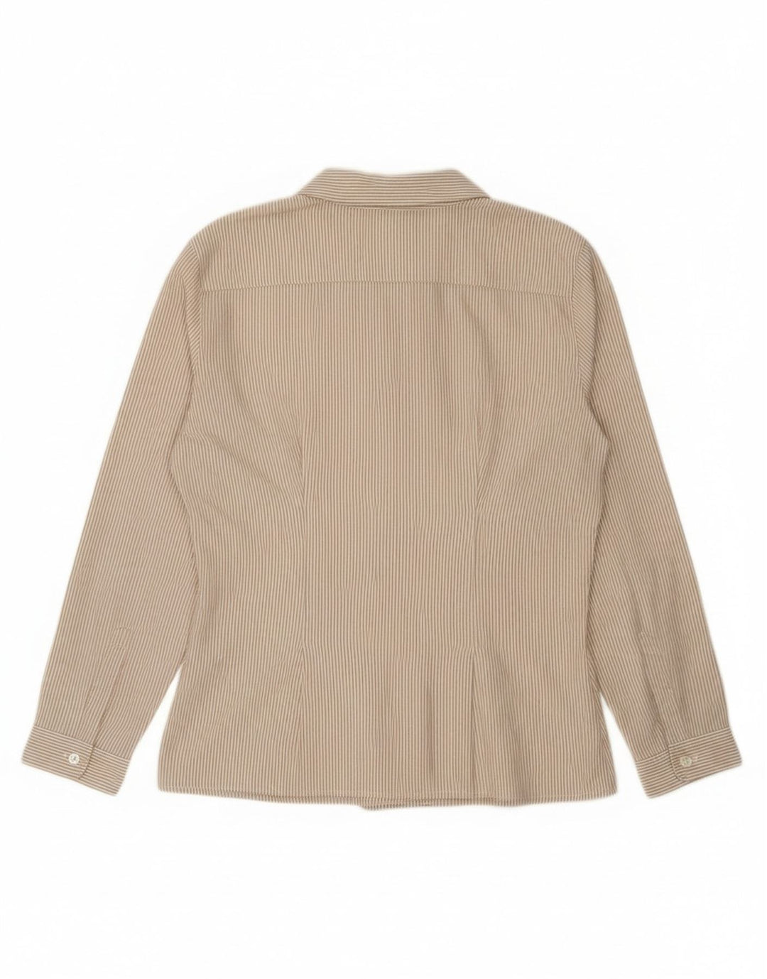 Camisa vintage para mujer Reino Unido 14 Algodón a rayas beige medio