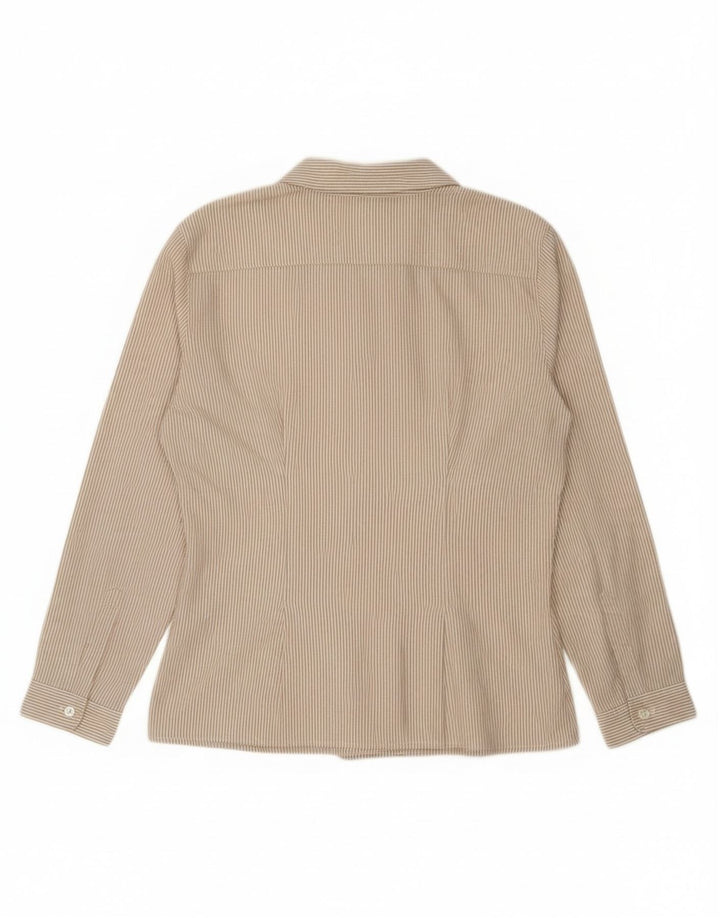 Camisa vintage para mujer Reino Unido 14 Algodón a rayas beige medio