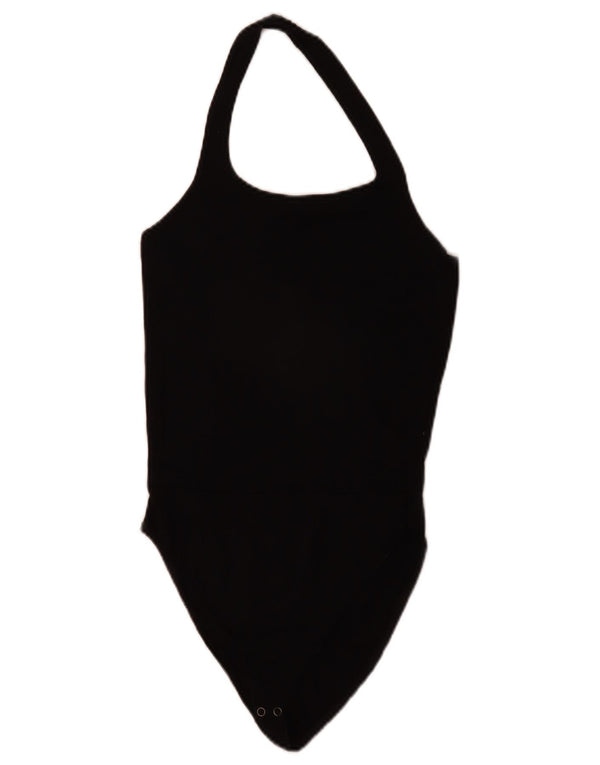Zara Womens Halter Bodysuit UK 12 Medium Black Viscose
