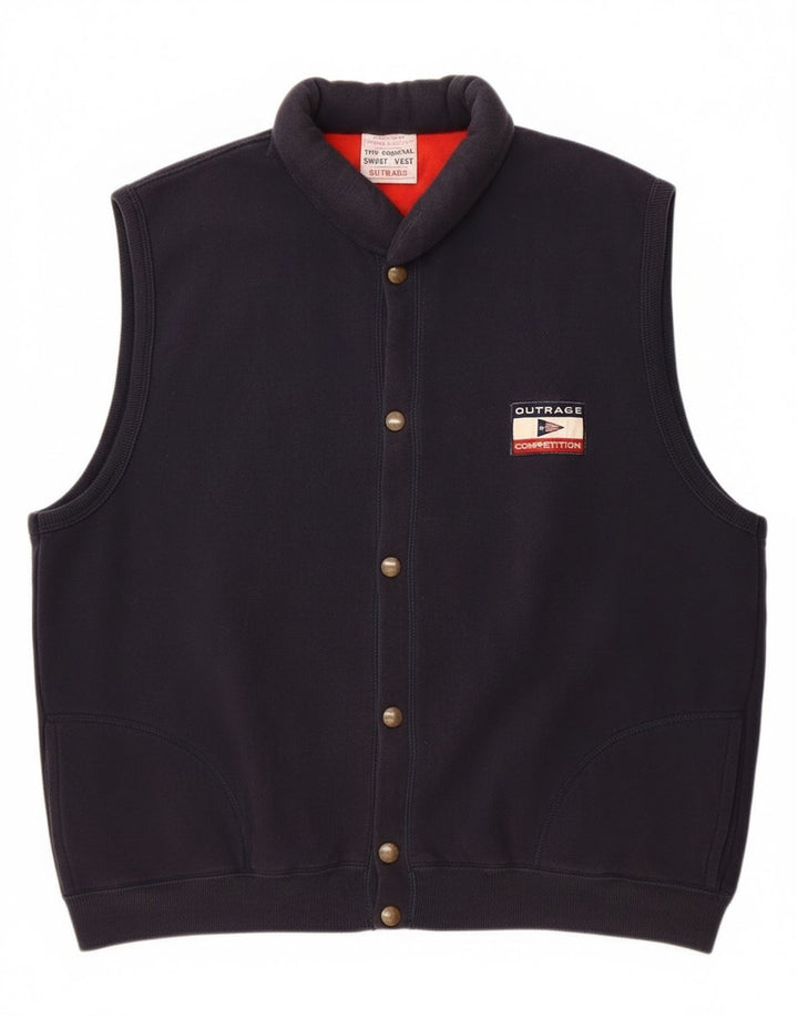 Outrage - Chaqueta de chándal sin mangas para hombre, talla 2XL, algodón azul marino