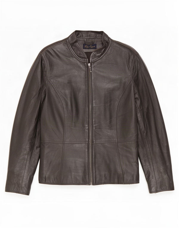 Luisa Spagnoli Chaqueta de cuero para mujer IT 46 Grande Negro