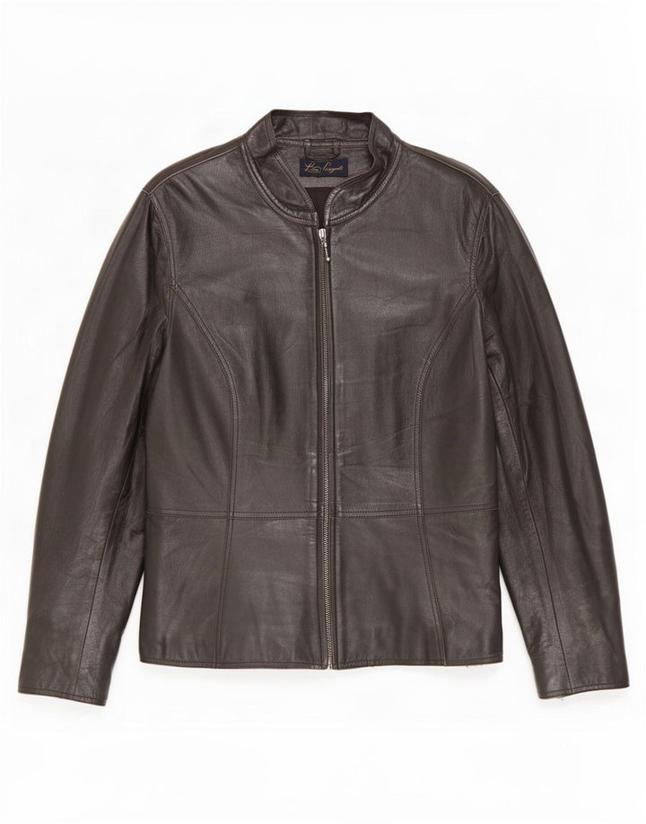 Luisa Spagnoli Chaqueta de cuero para mujer IT 46 Grande Negro