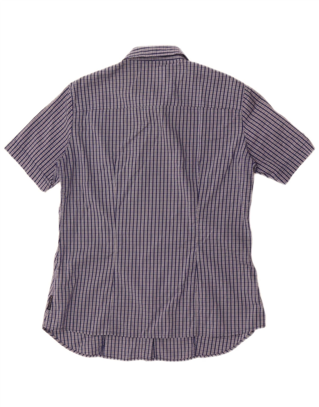 Armani Jeans Camisa de manga corta para mujer US 8 Mediana Azul Marino Cuadros Algodón