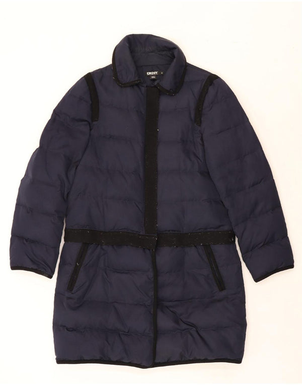 DKNY Womens Padded Coat UK 14 Medium Navy Blue Polyester