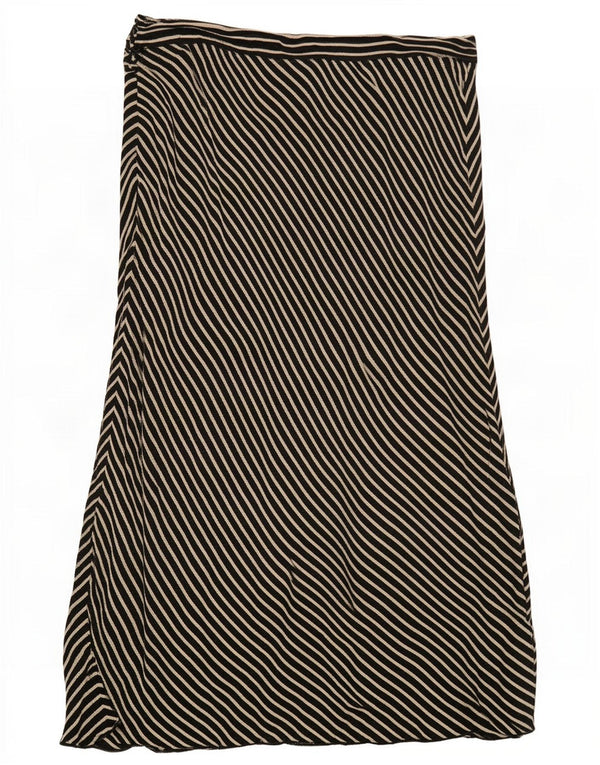 Luisa Spagnoli Falda midi de cintura alta para mujer IT 46 Large W30 Black Pinstripe