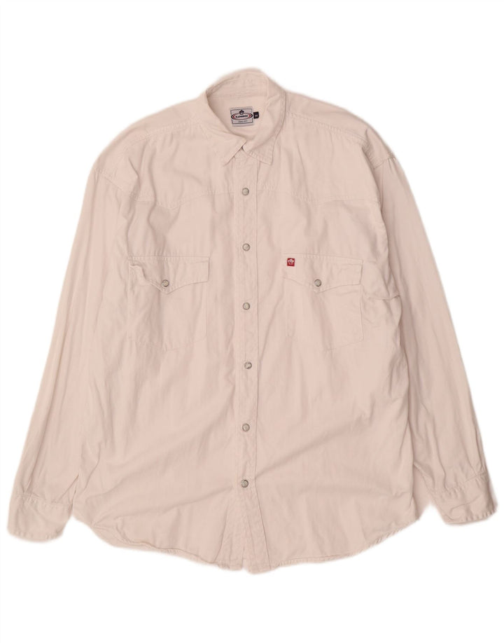 Camisa vaquera vintage para hombre Algodón blanco medio