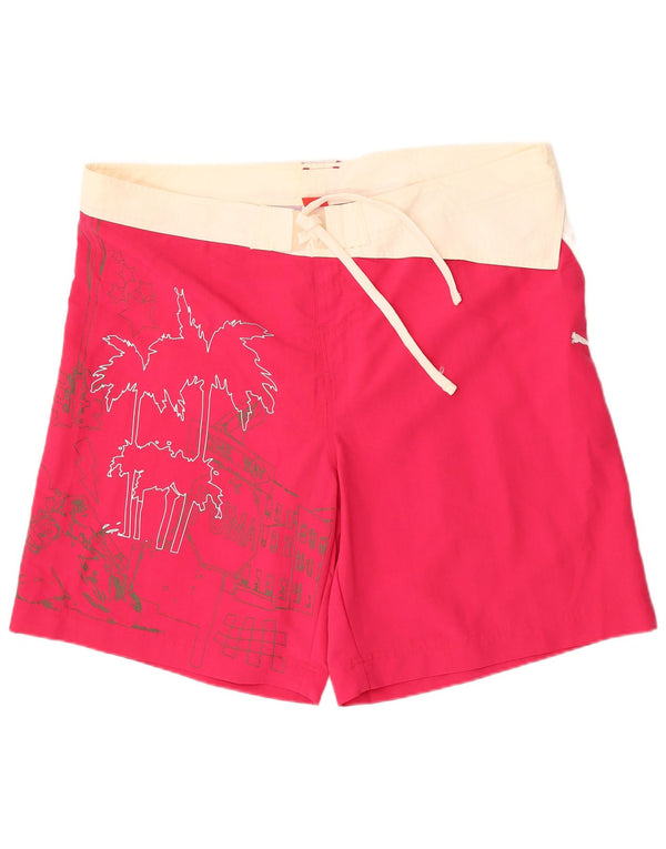 Puma Mens Graphic Swimming Shorts 2XL  Pink Colourblock Nylon