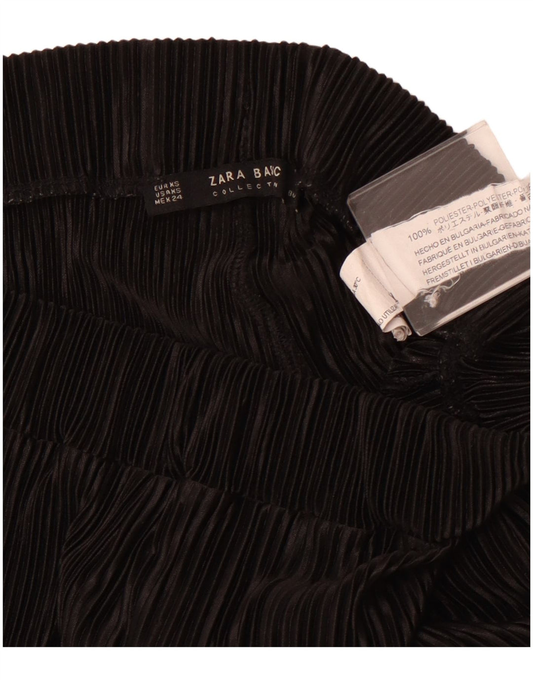 ZARA Mujer Pantalón Capri Pierna Ancha XS W24 L23 Negro Poliéster