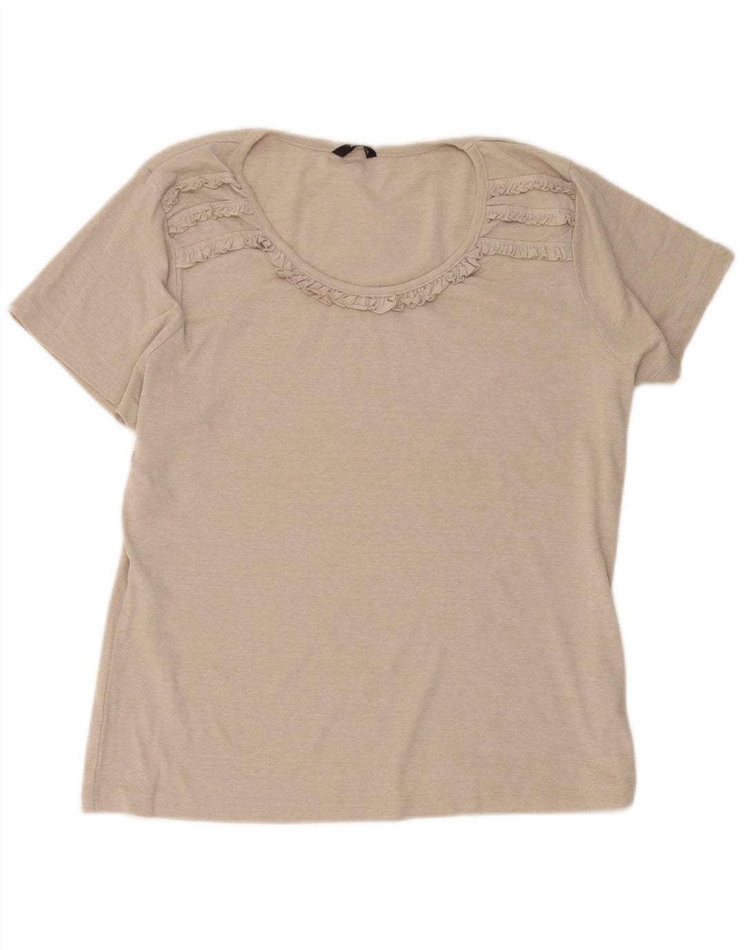 M&Co Blusa Delantera con Volantes para Mujer UK 20 2XL Algodón Beige