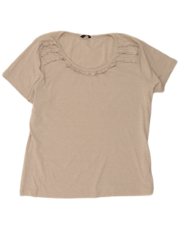 M&Co Blusa Delantera con Volantes para Mujer UK 20 2XL Algodón Beige