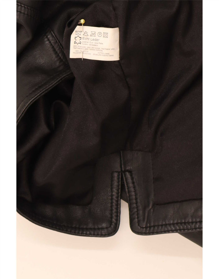 Barnardo Chaleco de cuero para hombre mediano negro