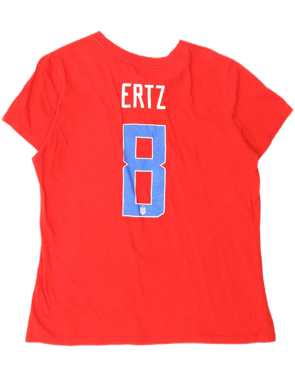 NIKE Mujer USA Graphic Camiseta Top UK 16 Grande Rojo Algodón