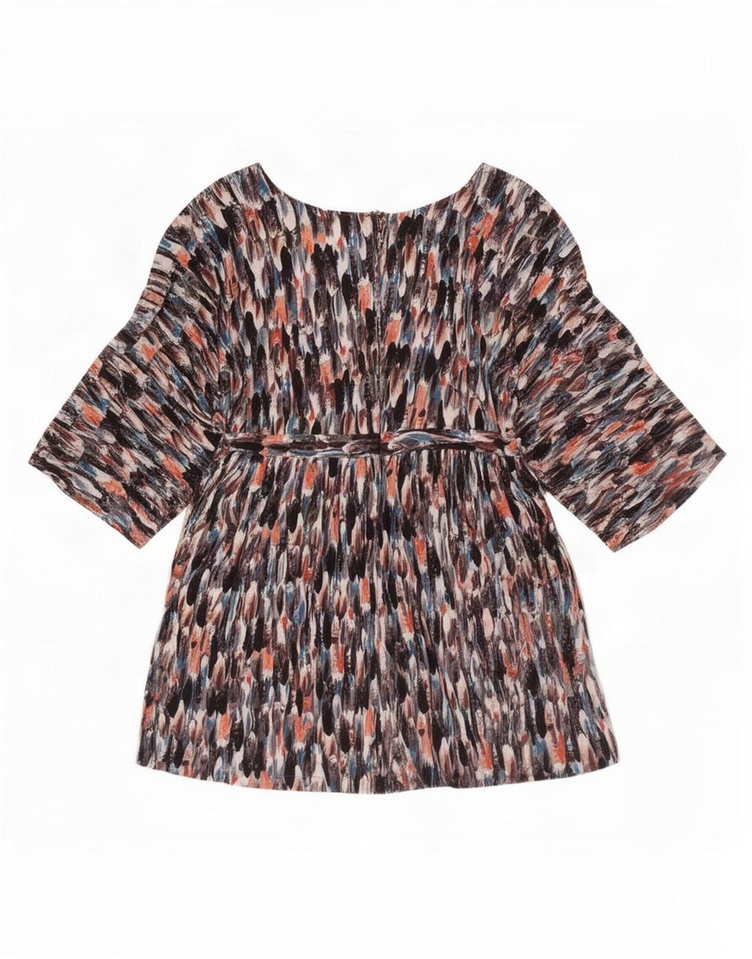 Zara Top tipo túnica con manga 3/4 y estampado abstracto para mujer, talla 40, talla grande, multicolor
