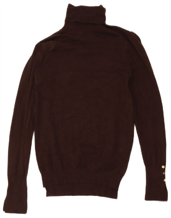 Zara - Jersey con cuello vuelto para mujer, talla 40, viscosa marrón medio