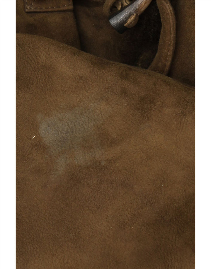 VINTAGE Abrigo de piel de oveja con capucha para hombre IT 50 Piel de oveja caqui grande