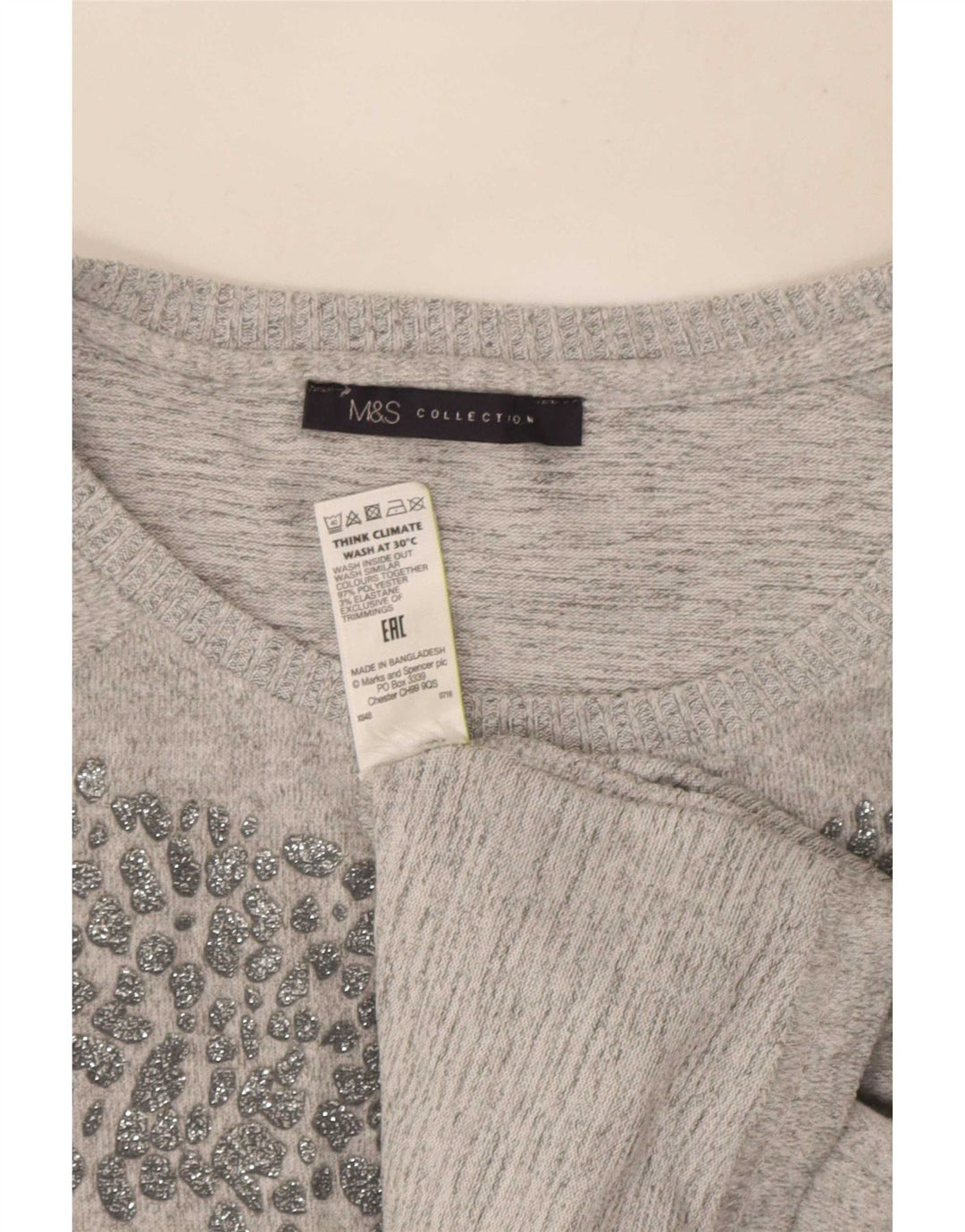 Marks & Spencer Top tipo túnica de manga larga para mujer UK 46 Poliéster gris grande