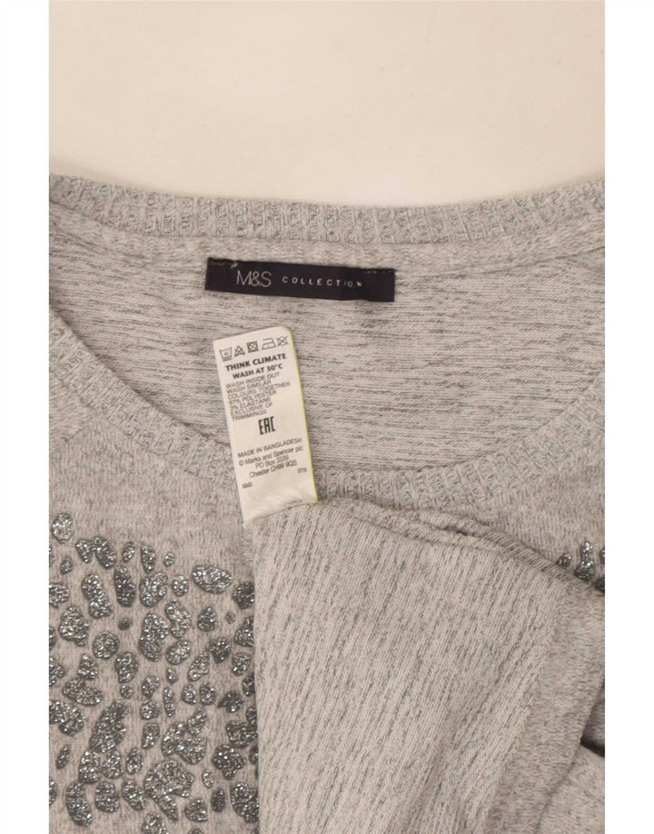 Marks & Spencer Top tipo túnica de manga larga para mujer UK 46 Poliéster gris grande