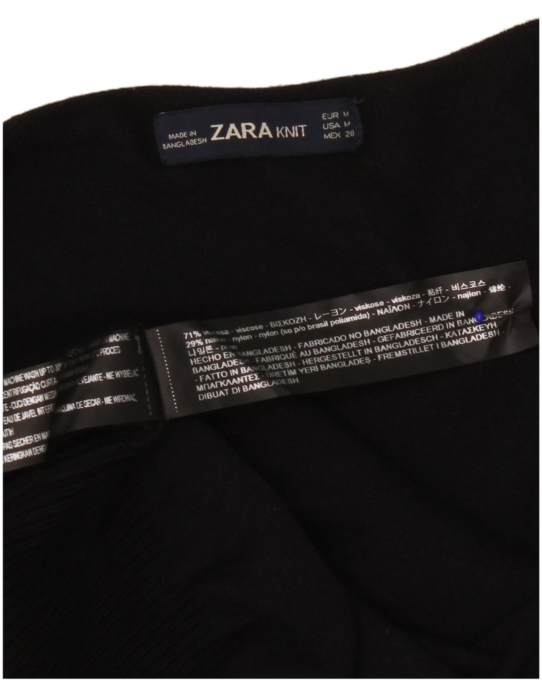 Zara Mujer Cárdigan Abierto Suéter UK 44 Medio Viscosa Negra