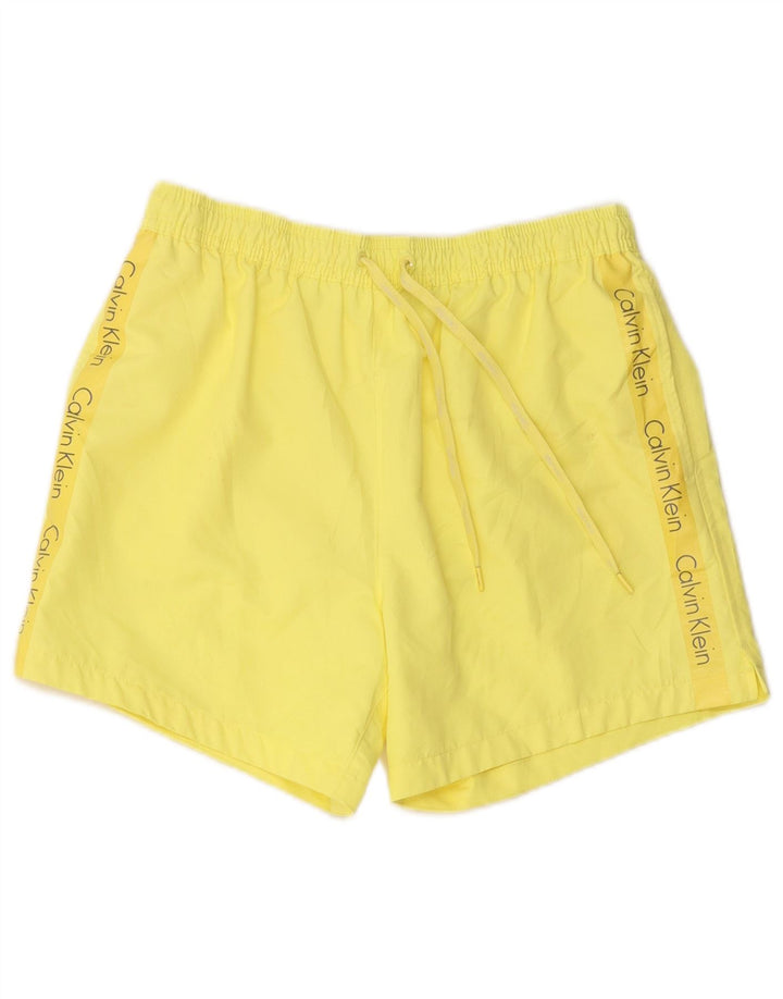 Calvin Klein Shorts de baño gráficos para Mujer UK 12 Poliéster Amarillo Medio