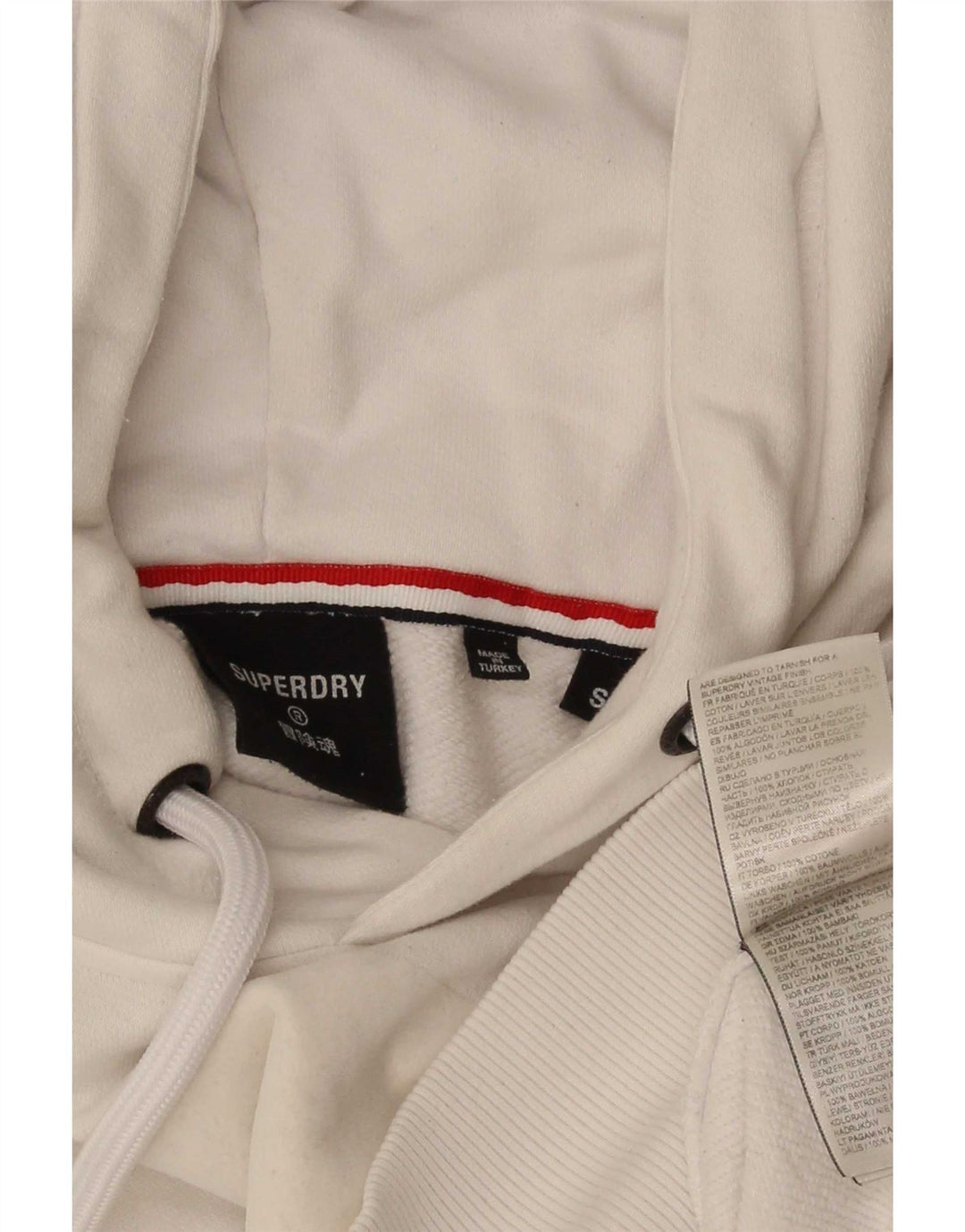 Superdry Jersey con capucha y estampado gráfico para hombre, talla pequeña, de algodón blanco