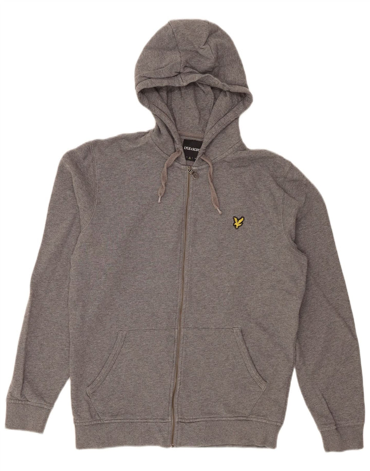 Lyle & Scott Sudadera con capucha y cremallera para hombre de algodón moteado gris medio