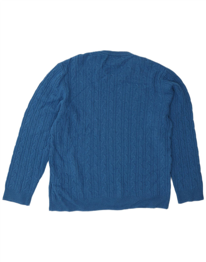Marks & Spencer Jersey de cuello redondo y ajuste regular para hombre XL Lana de cordero azul