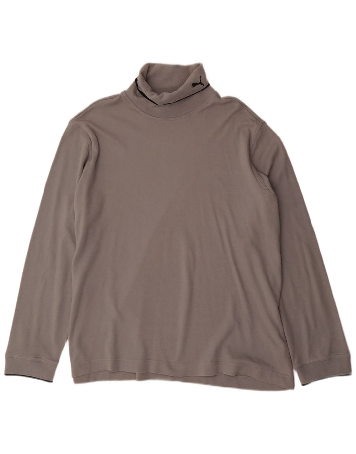 PUMA Top con cuello vuelto para hombre, manga larga, 2XL, algodón gris