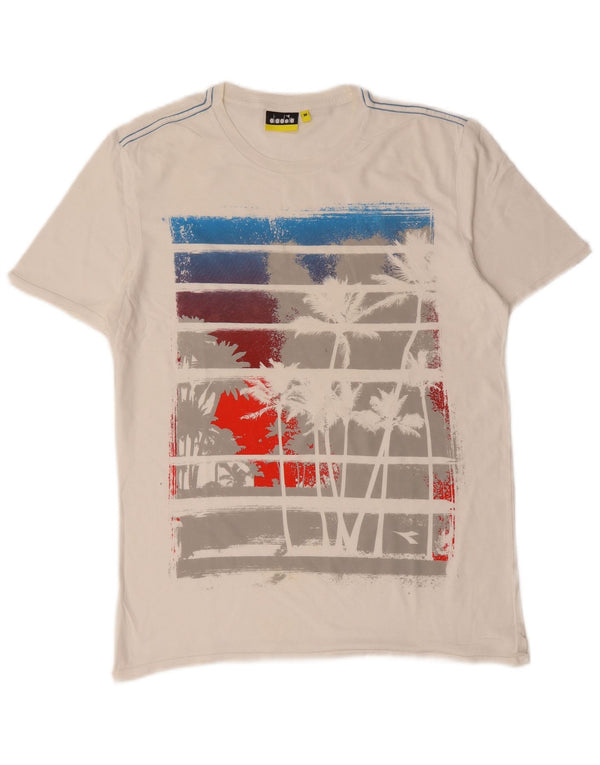 Diadora Hombre Camiseta Gráfica Top Medium Blanco Algodón
