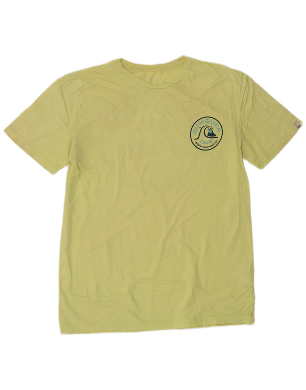 QUIKSILVER Camiseta gráfica de ajuste regular para hombre Top de algodón amarillo medio