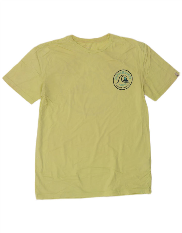QUIKSILVER Camiseta gráfica de ajuste regular para hombre Top de algodón amarillo medio