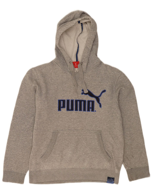 Puma Sudadera con capucha gráfica para hombre, talla pequeña, gris moteado