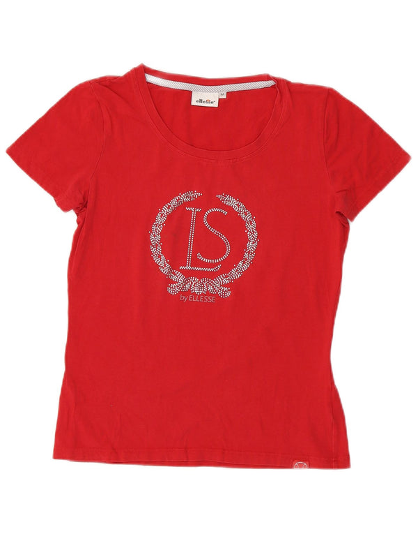 Ellesse Camiseta gráfica para mujer Top UK 12 Medium Red Cotton
