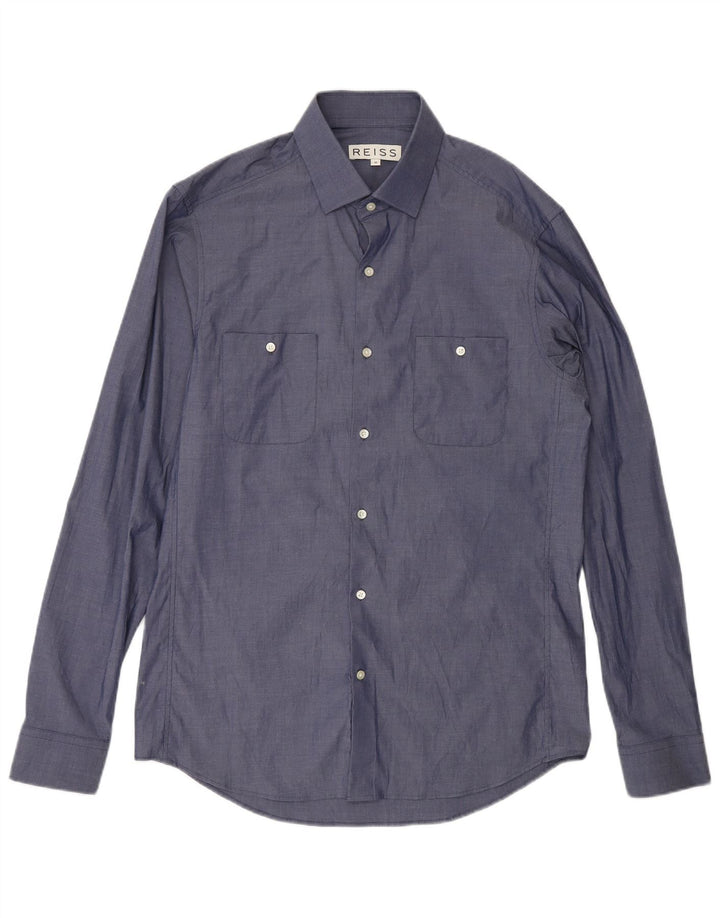 Camisa Reiss Hombre Algodón Azul Marino Mediano
