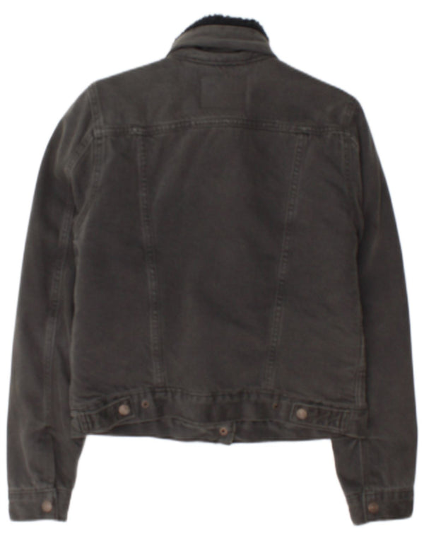 Levi's Chaqueta vaquera Sherpa para mujer UK 10 Small Gris Algodón