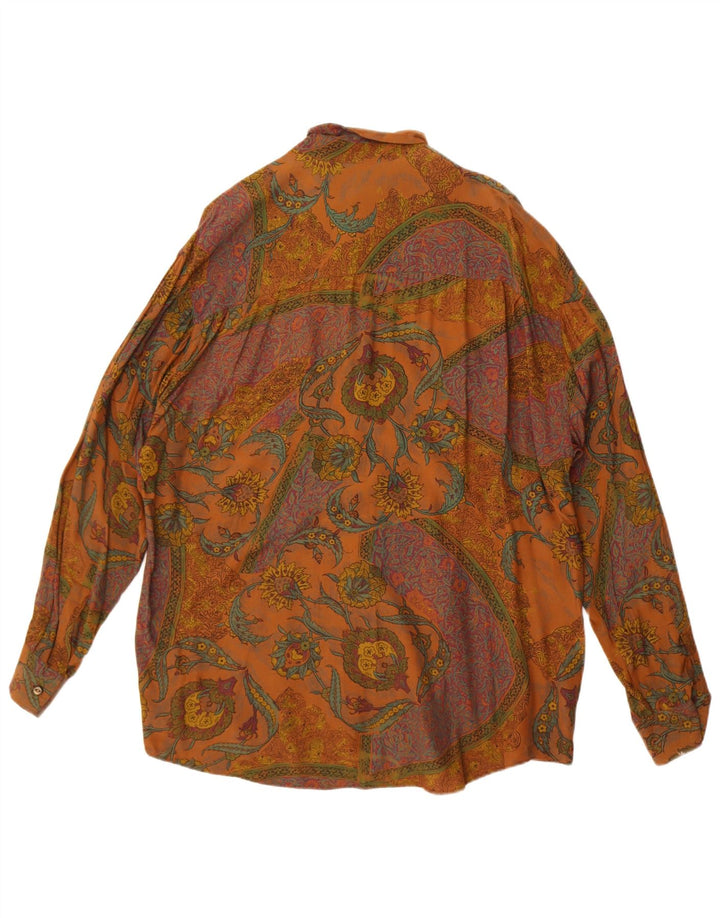 Camisa vintage para hombre Viscosa floral marrón grande