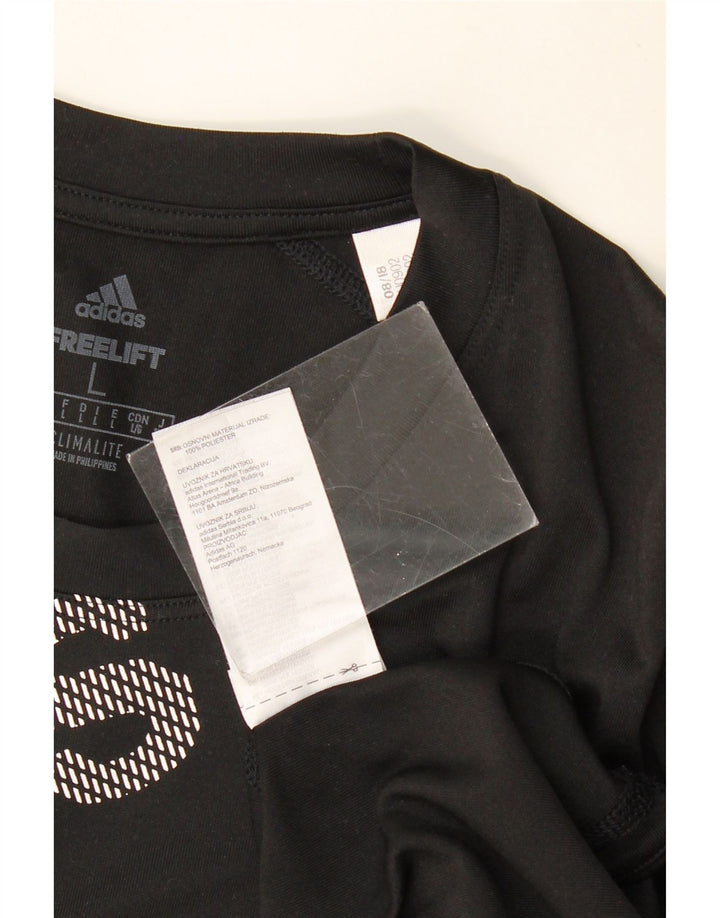 ADIDAS Camiseta gráfica Climalite para hombre Top grande poliéster negro