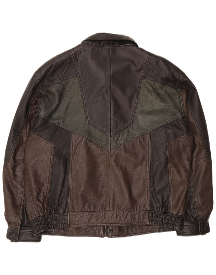 Asgard Chaqueta de cuero para hombre UK 44 2XL Bloque de color negro