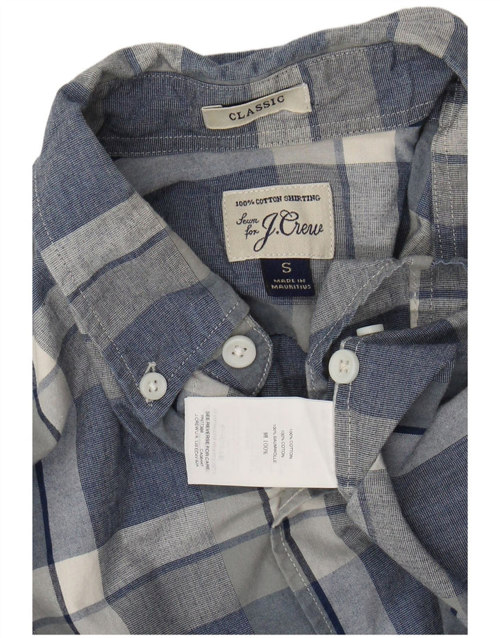 J. CREW Camisa de corte clásico para hombre de algodón a cuadros azul pequeño