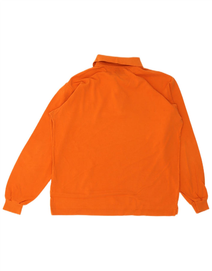 Rifle Polo de manga larga para hombre de algodón naranja medio