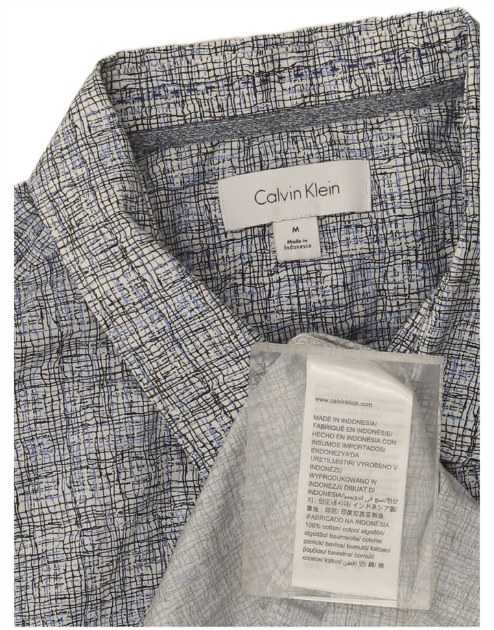Camisa Calvin Klein Hombre Manga Corta Algodón A Cuadros Azul Medio