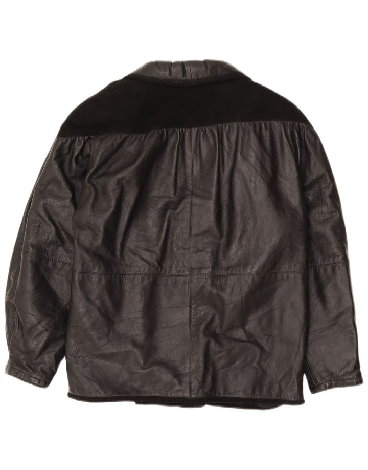 Vintage mujer chaqueta de cuero Reino Unido 18 XL cuero negro