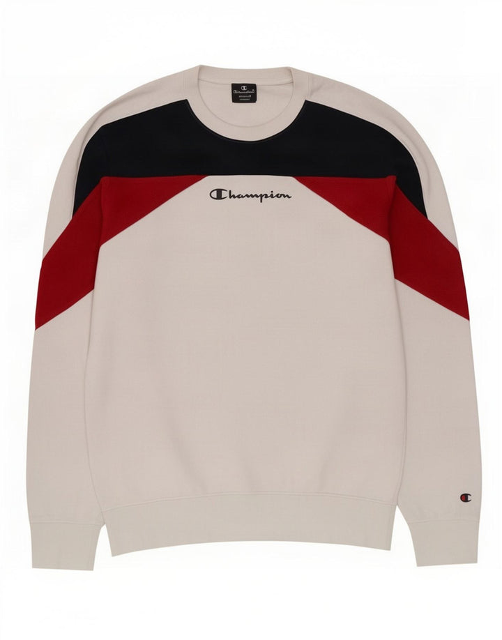 Champion Sudadera Jumper Medium Blanco Colorblock Algodón