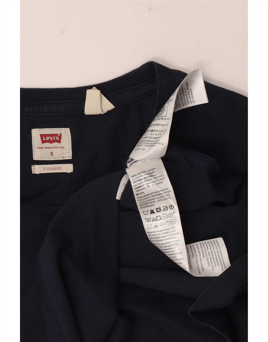 Levi's Camiseta estándar para hombre Top pequeño de algodón azul marino