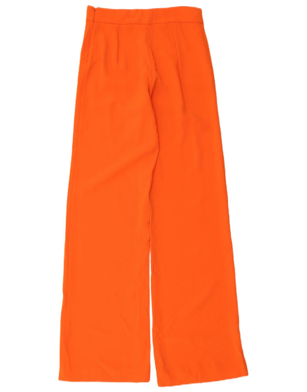 Zara Mujer Pantalones Casuales De Pierna Ancha XS W24 L34 Naranja