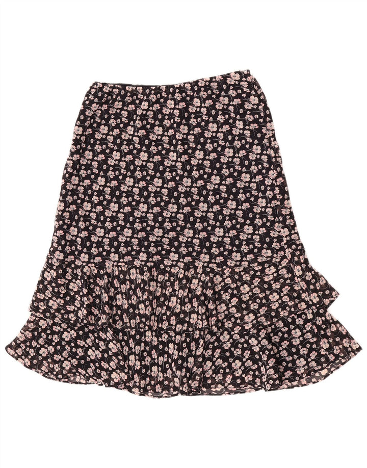Chaps Falda escalonada para mujer mediana W30 poliéster floral negro