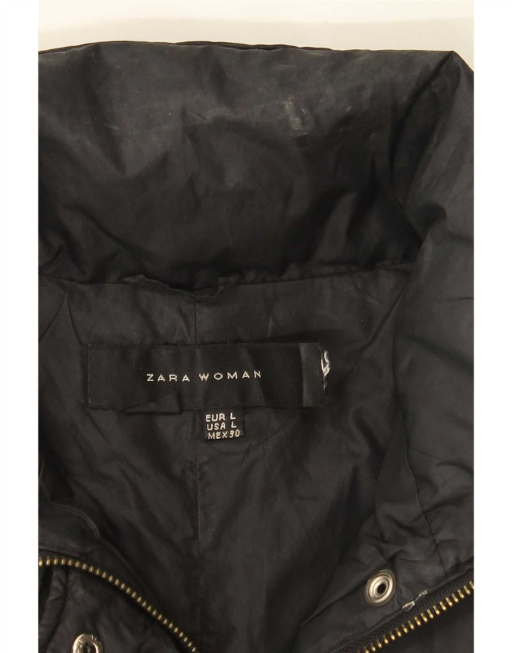 Zara Mujer Chaqueta Acolchada Reino Unido 44 Grande Negro