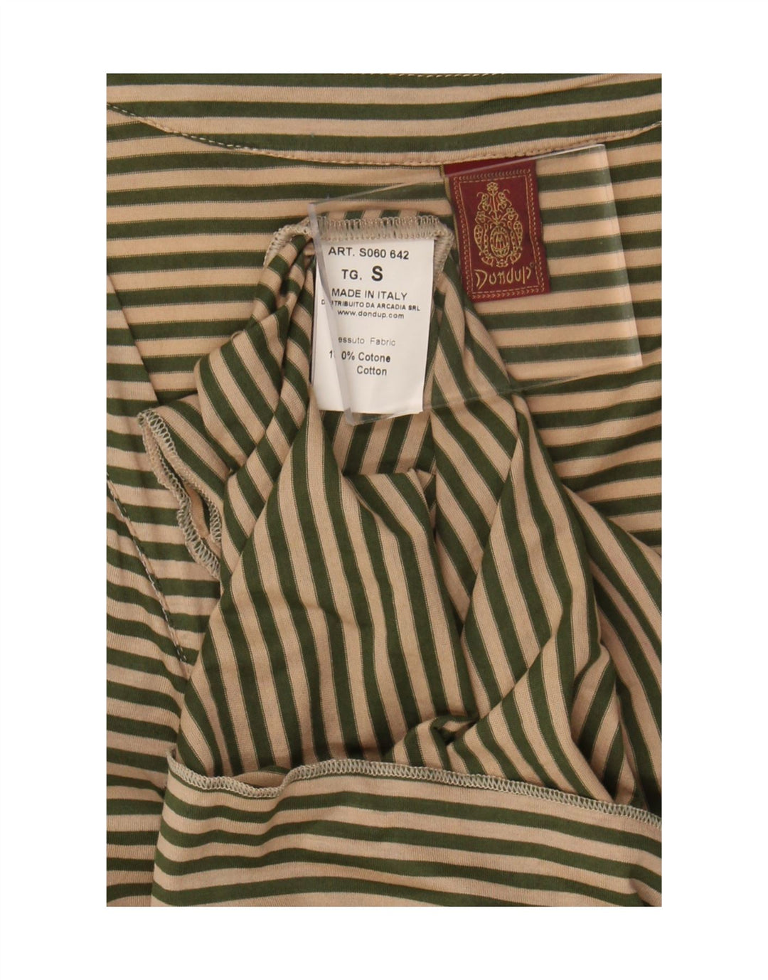 Dondup Blusa con lazo frontal para mujer UK 10 Small Beige Algodón a rayas